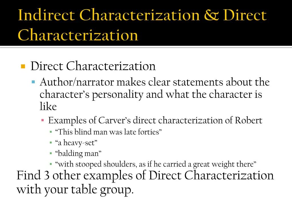 direct characterization author narrator makes