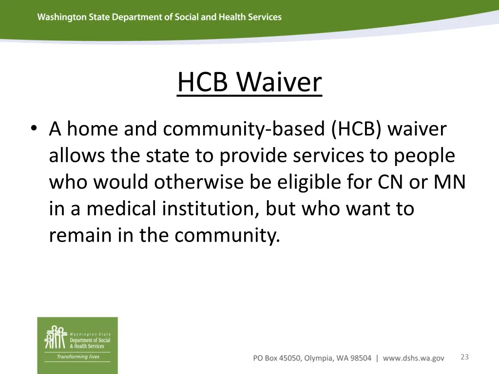 hcb waiver