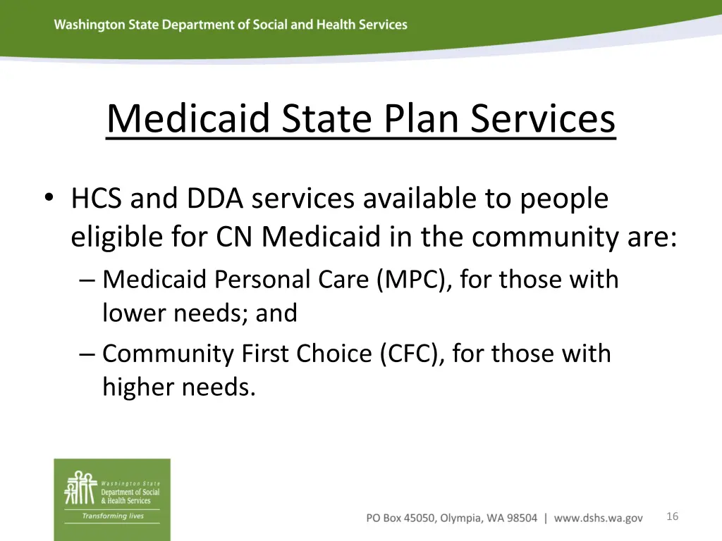 medicaid state plan services