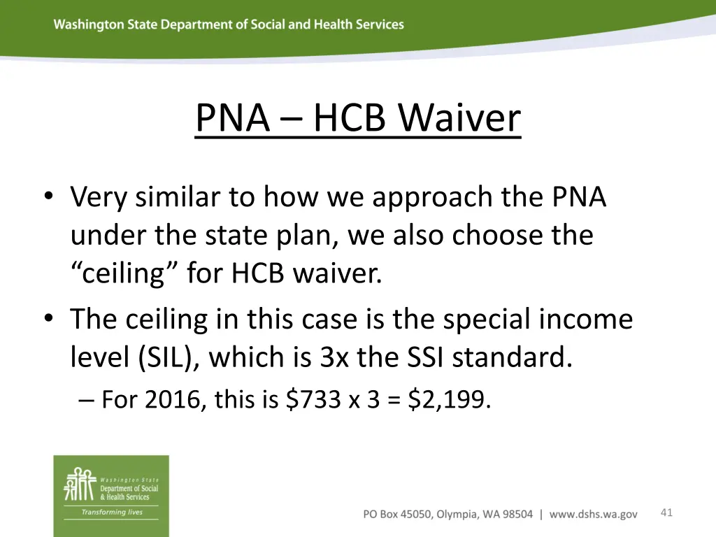 pna hcb waiver