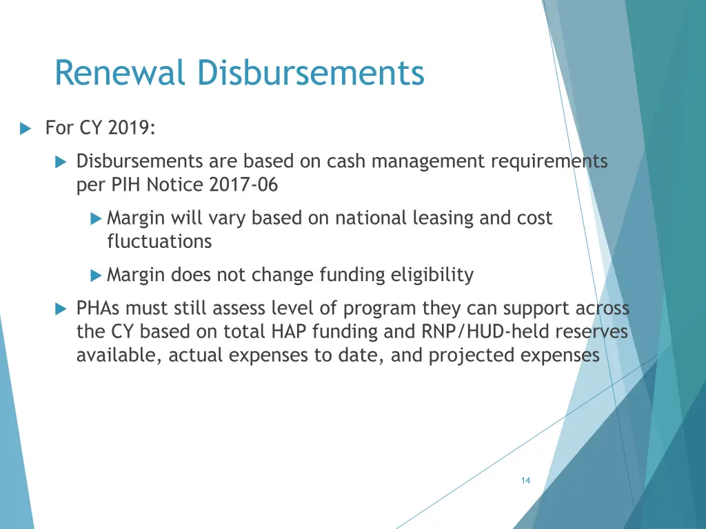 renewal disbursements