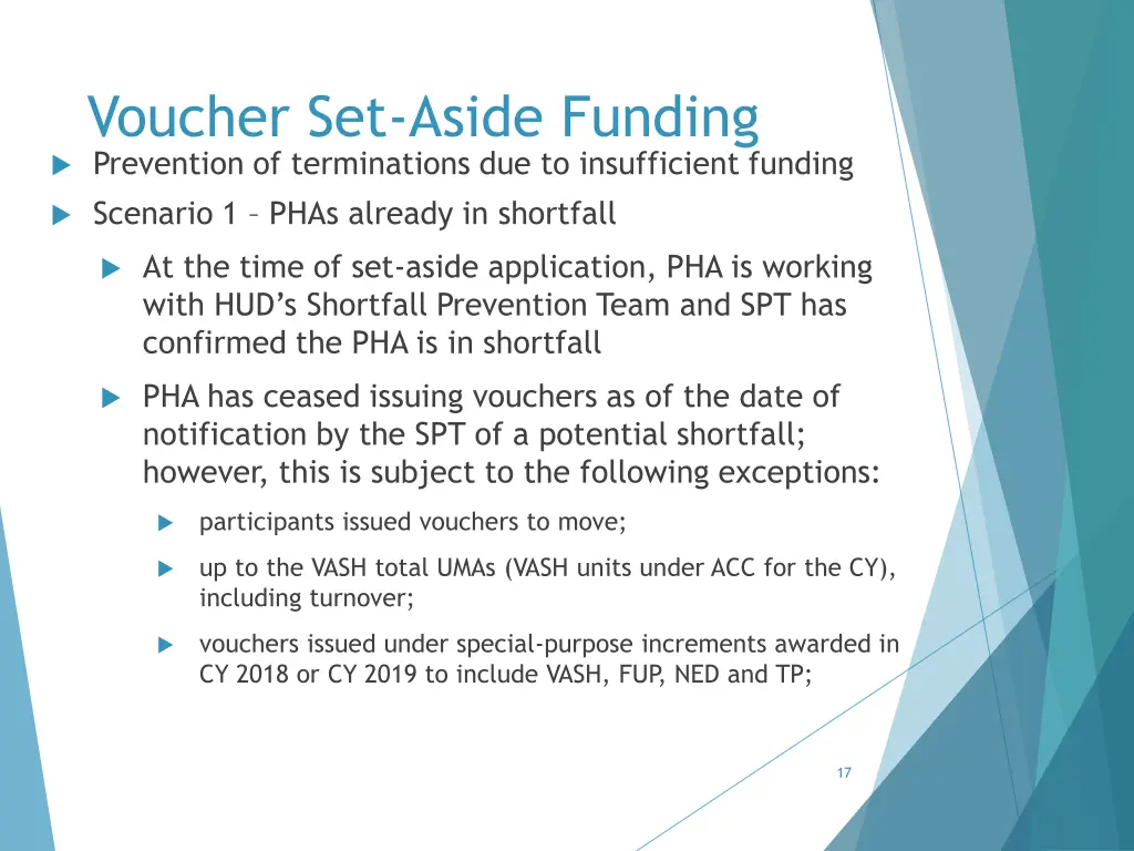 voucher set aside funding prevention