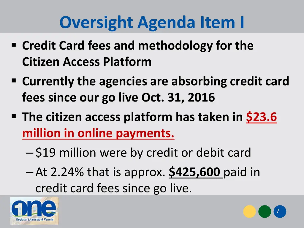 oversight agenda item i