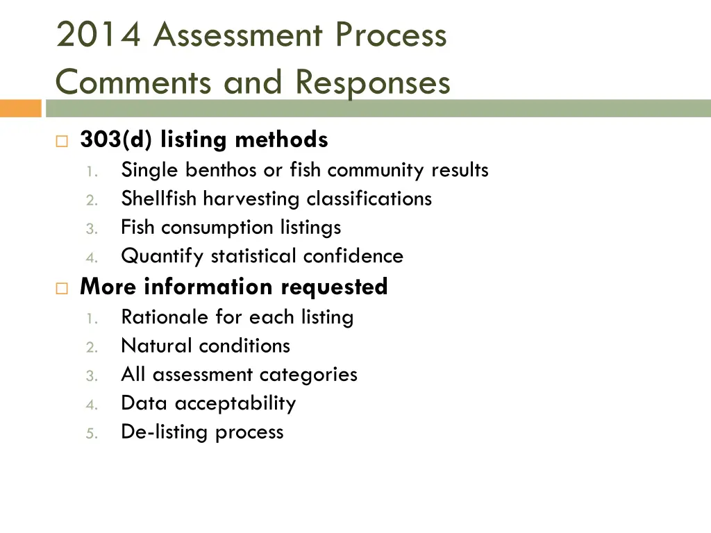 2014 assessment process comments and responses