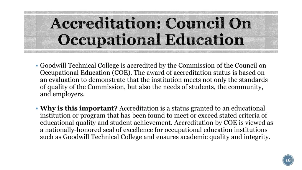 accreditation council on occupational education