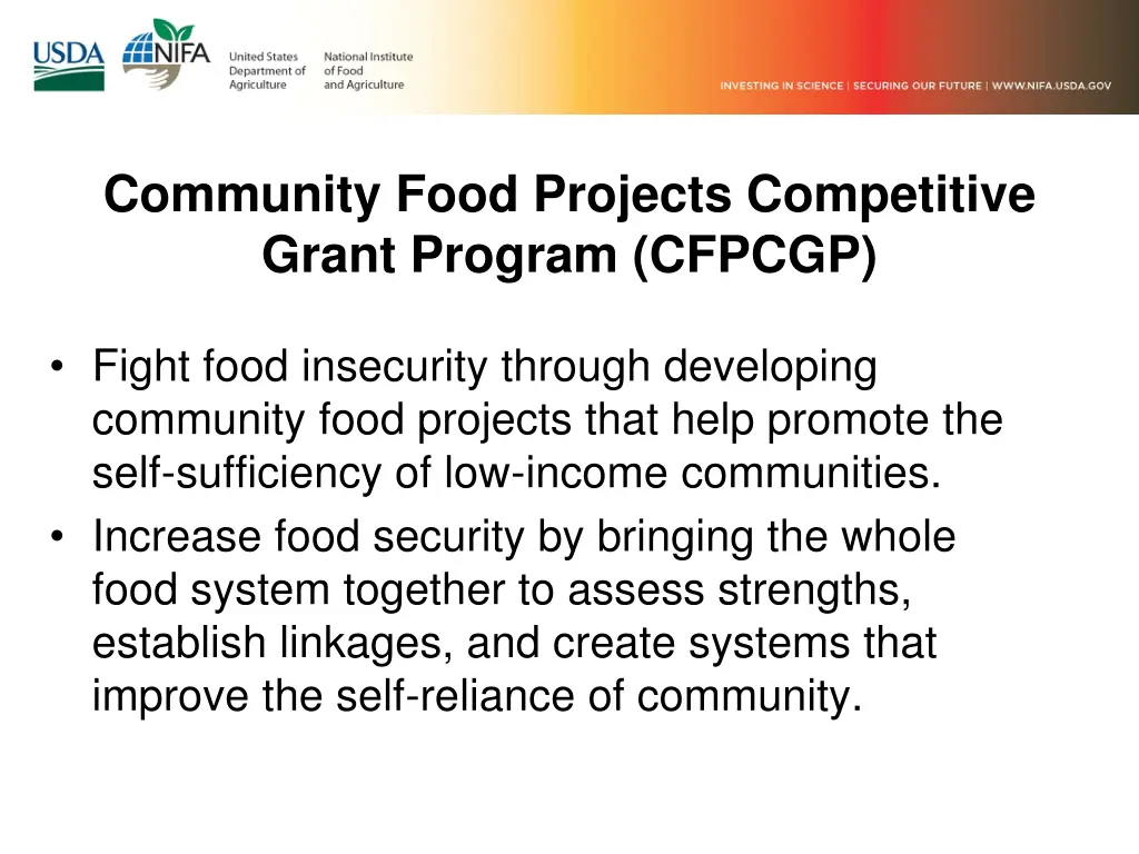 community food projects competitive grant program