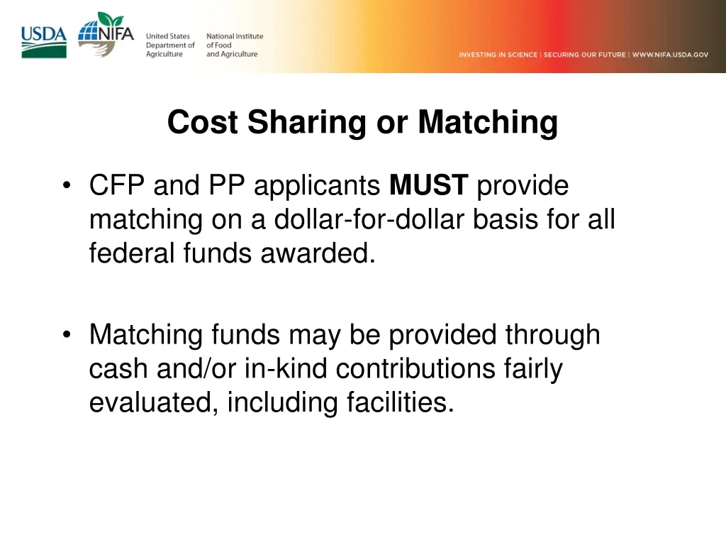 cost sharing or matching