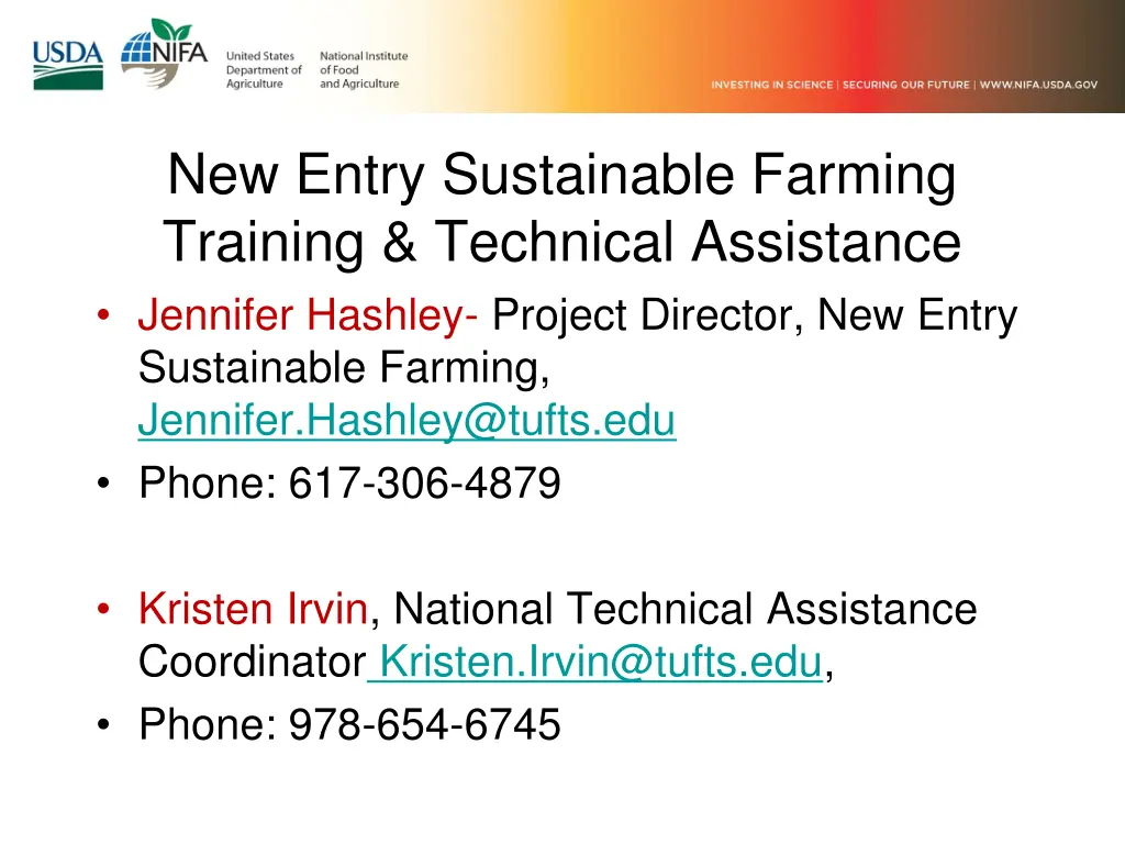 new entry sustainable farming training technical