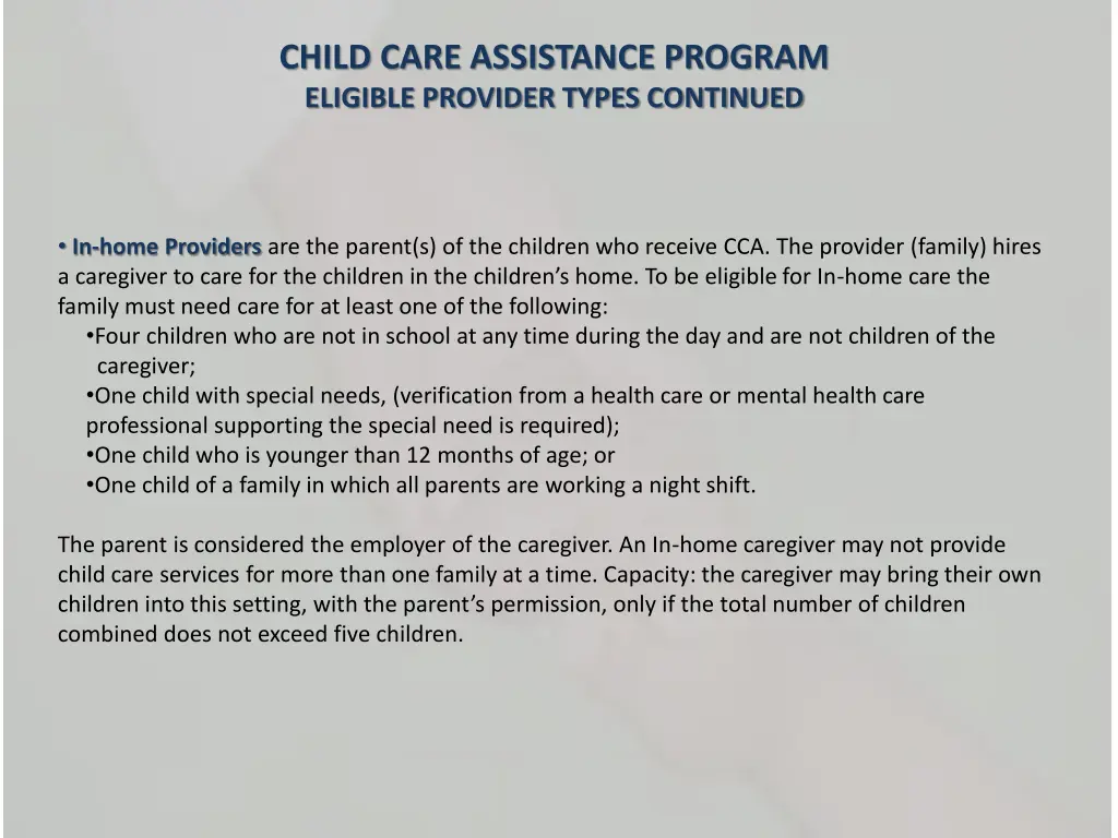 child care assistance program eligible provider 2