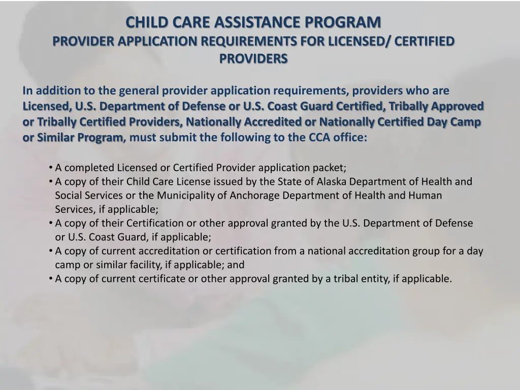 child care assistance program provider