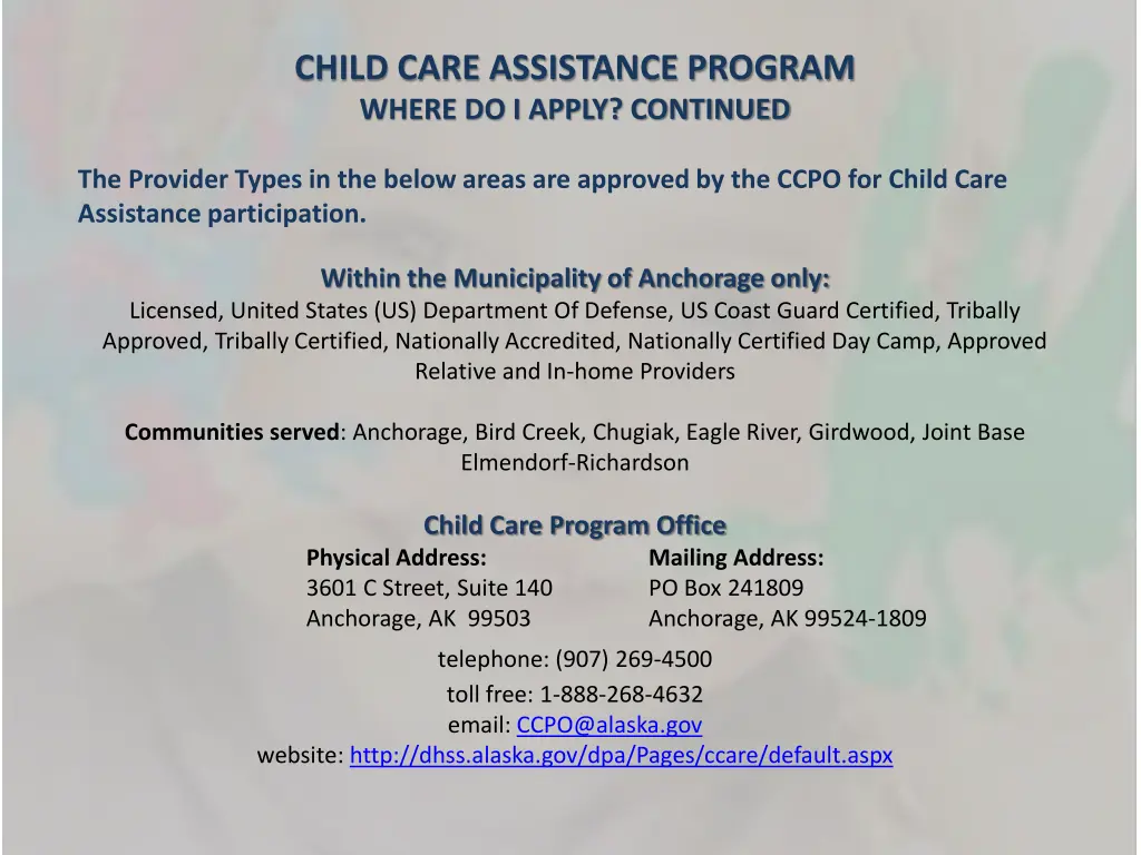 child care assistance program where do i apply