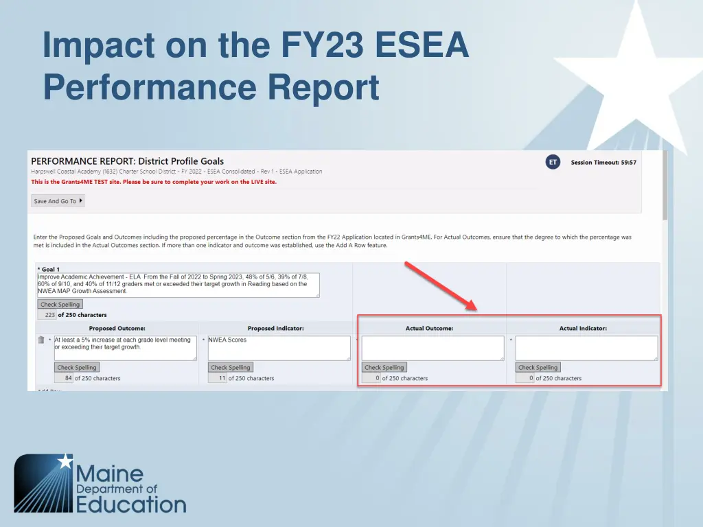 impact on the fy23 esea performance report 1