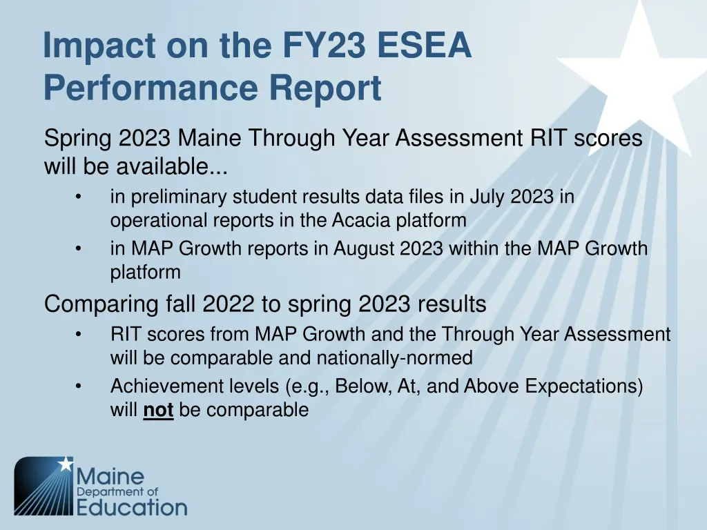 impact on the fy23 esea performance report 2