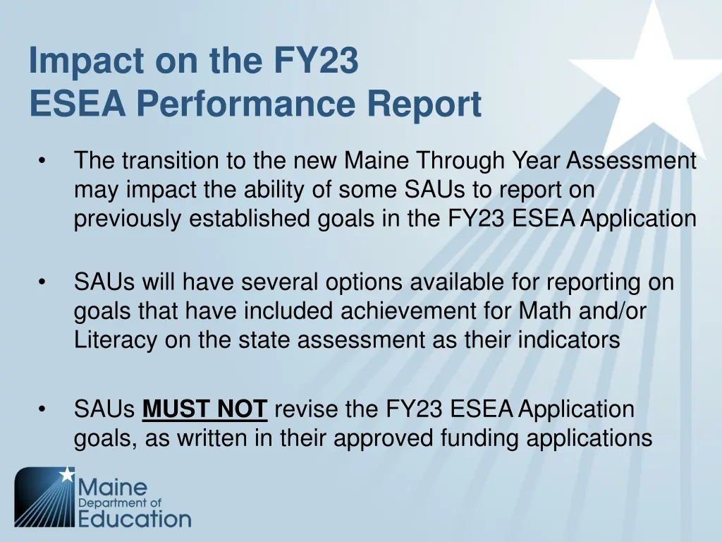 impact on the fy23 esea performance report