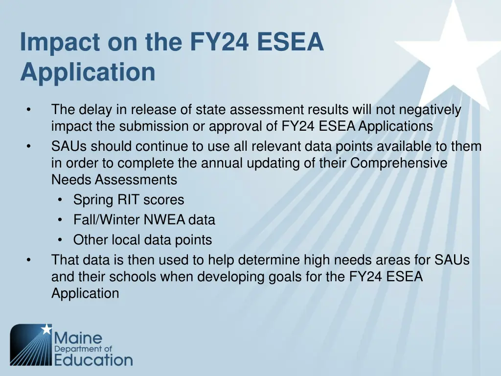 impact on the fy24 esea application