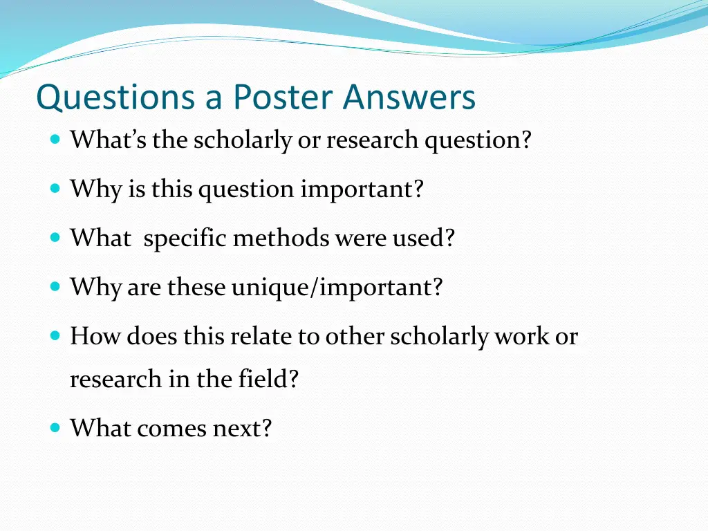 questions a poster answers what s the scholarly