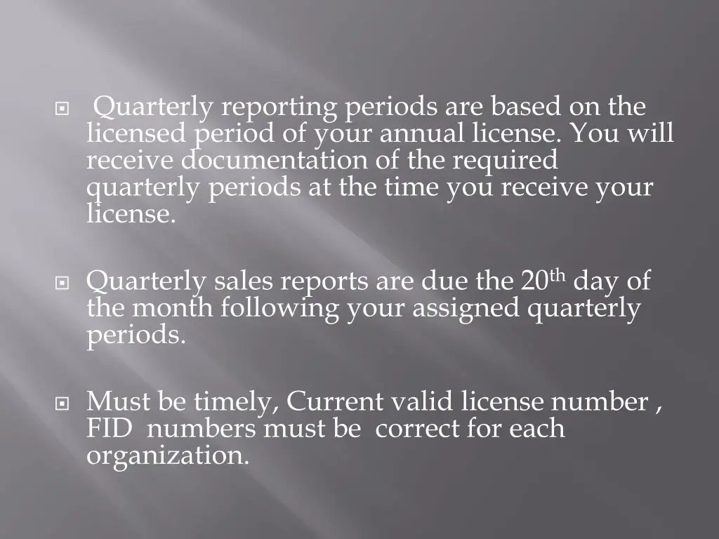 quarterly reporting periods are based 1