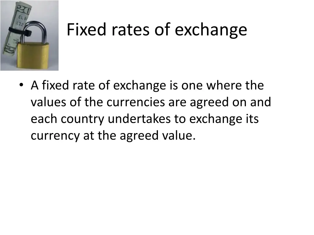 fixed rates of exchange