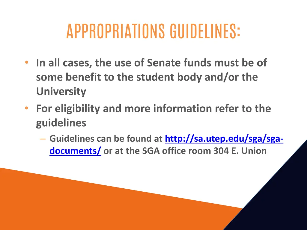 appropriations guidelines