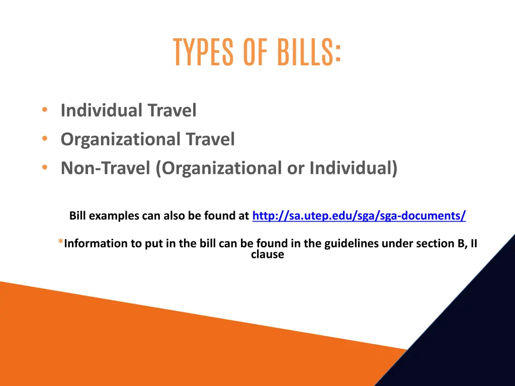 types of bills