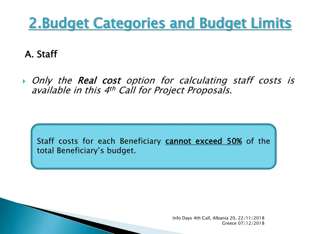 2 budget categories and budget limits