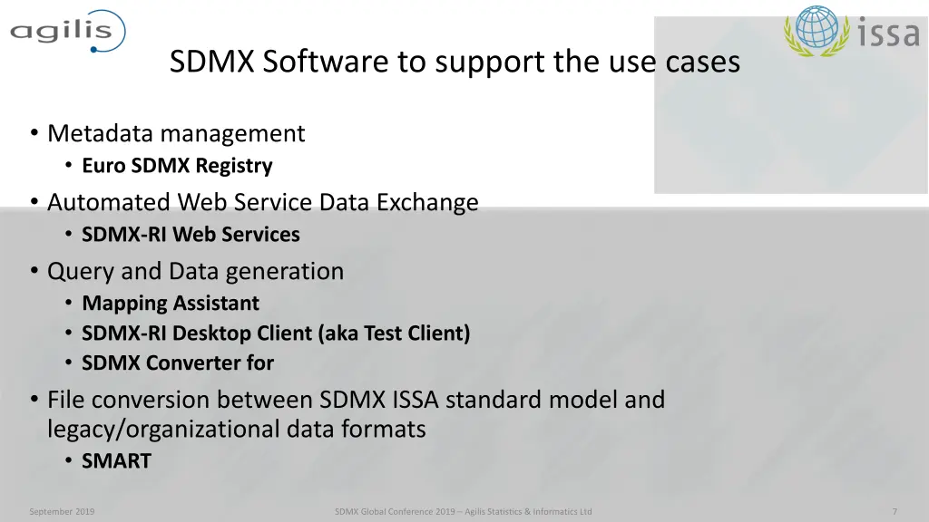 sdmx software to support the use cases