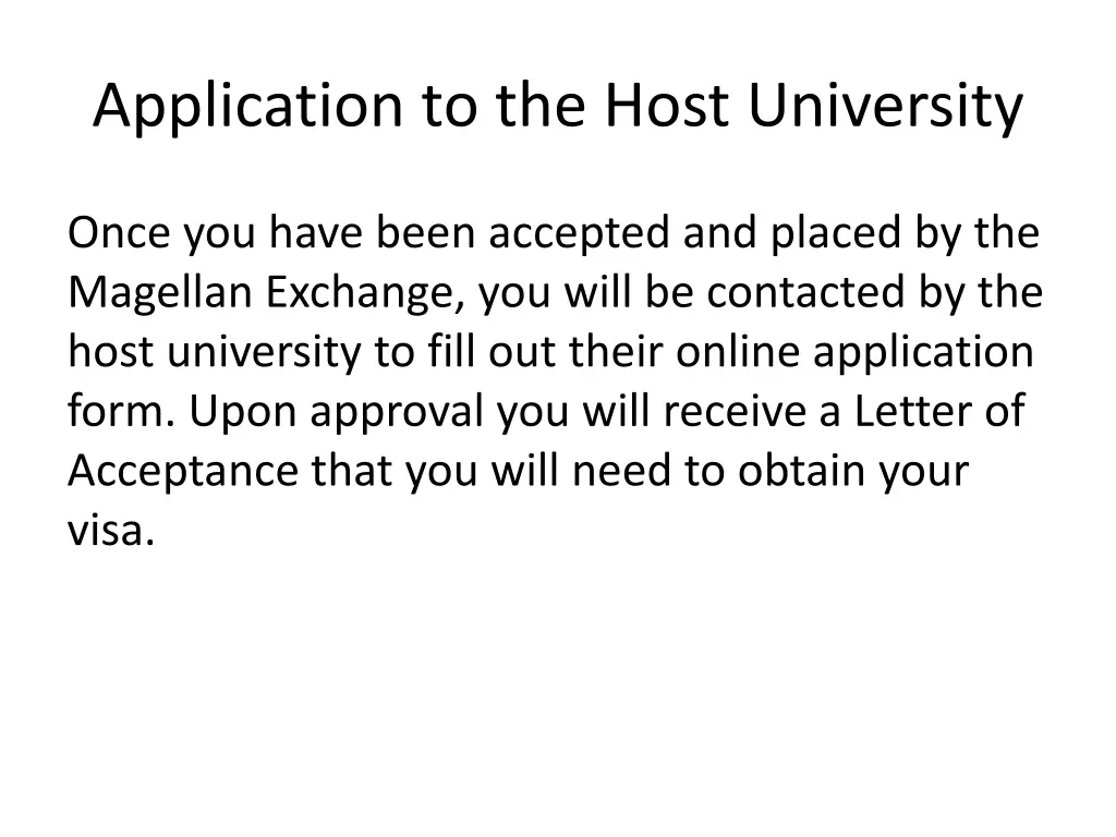 application to the host university