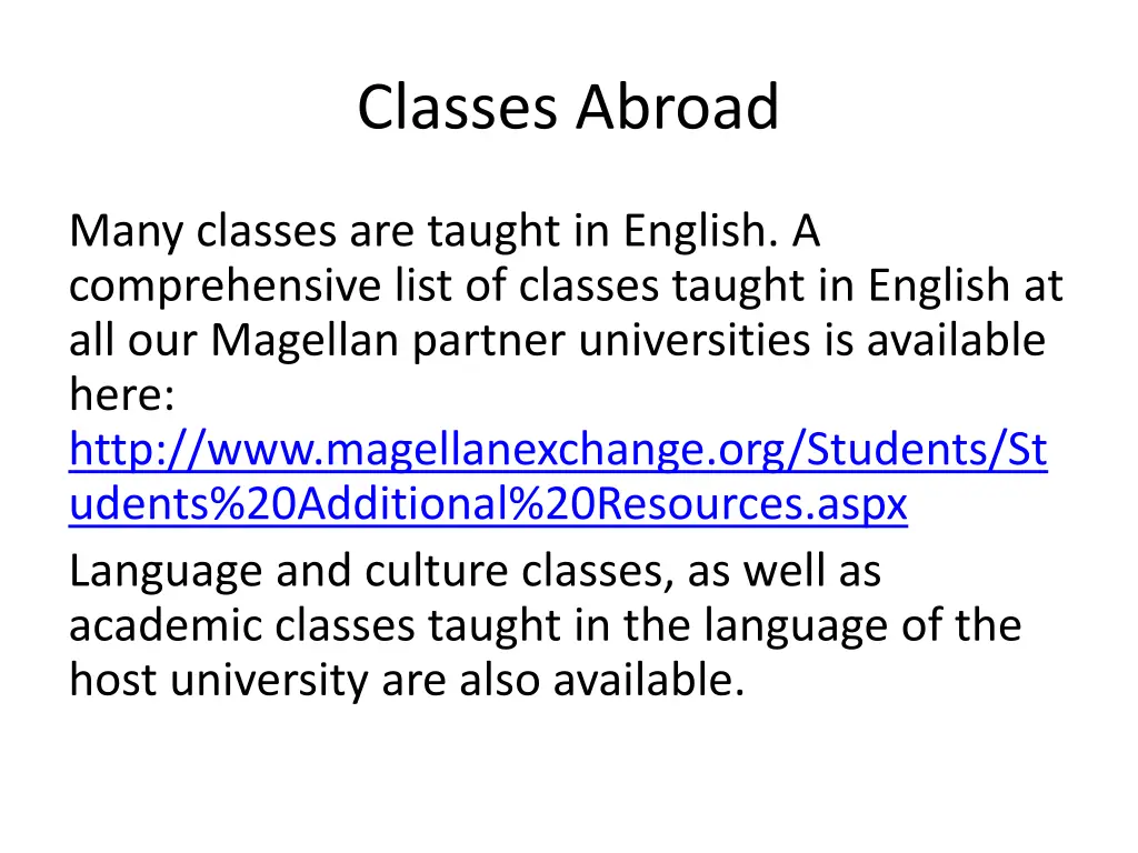 classes abroad