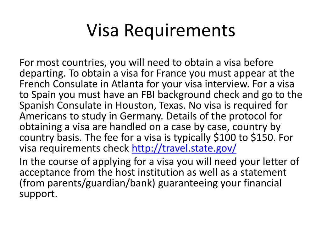 visa requirements