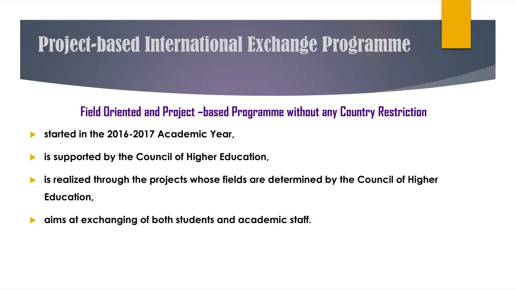 project based international exchange programme 2