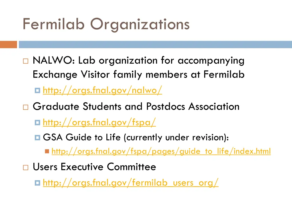 fermilab organizations