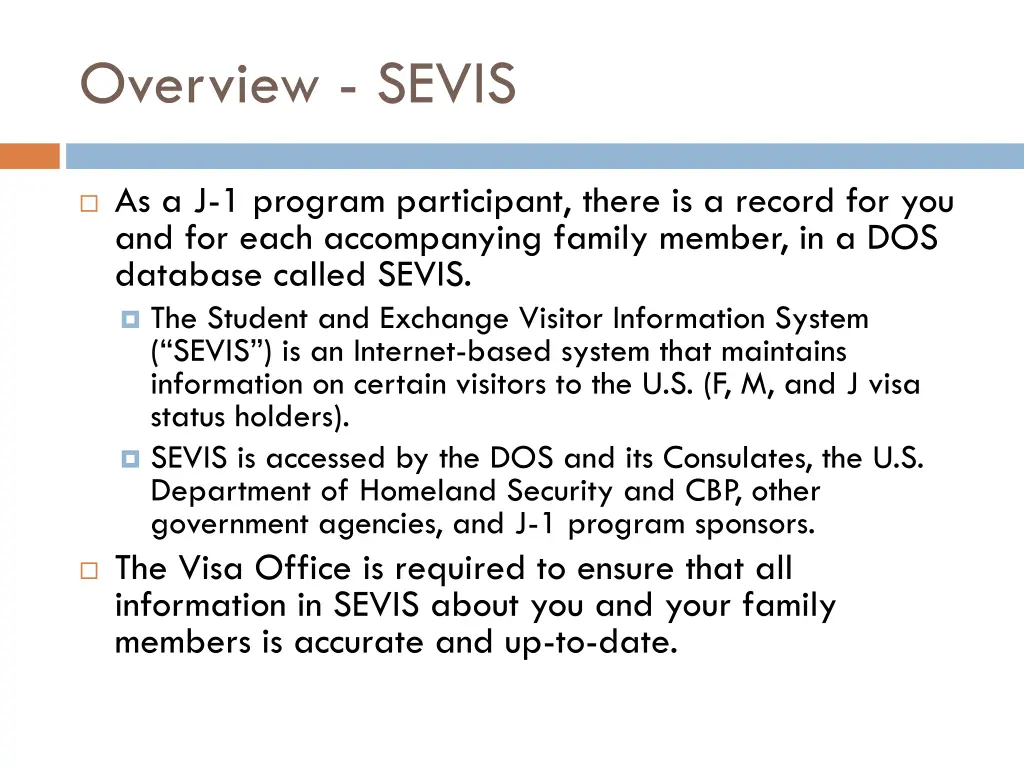 overview sevis