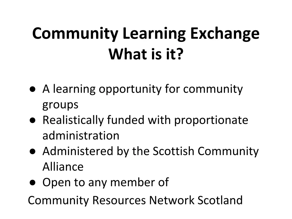 community learning exchange what is it