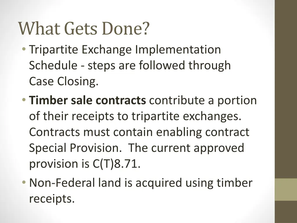 what gets done tripartite exchange implementation