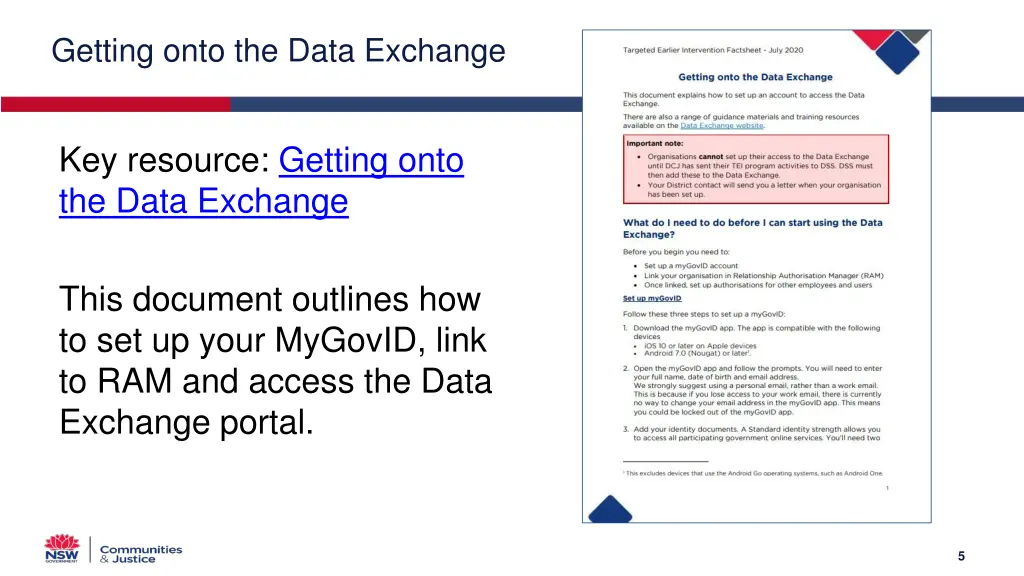 getting onto the data exchange