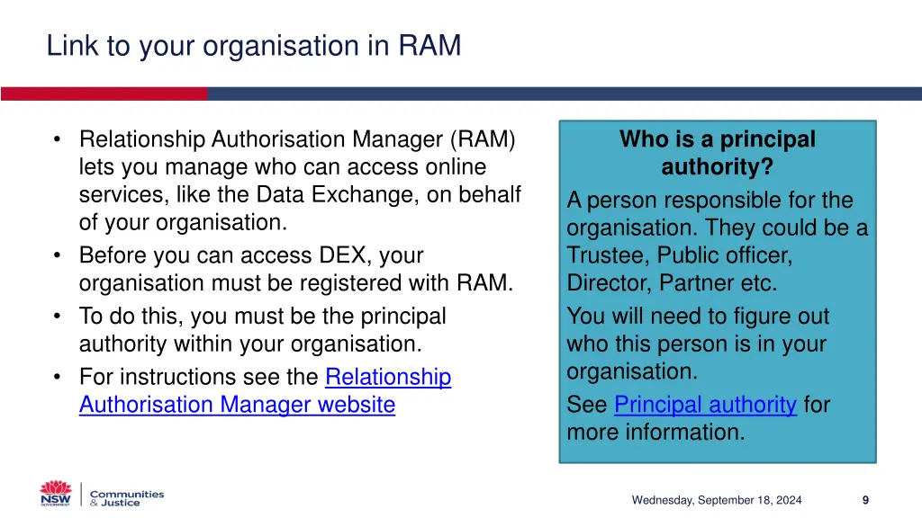 link to your organisation in ram