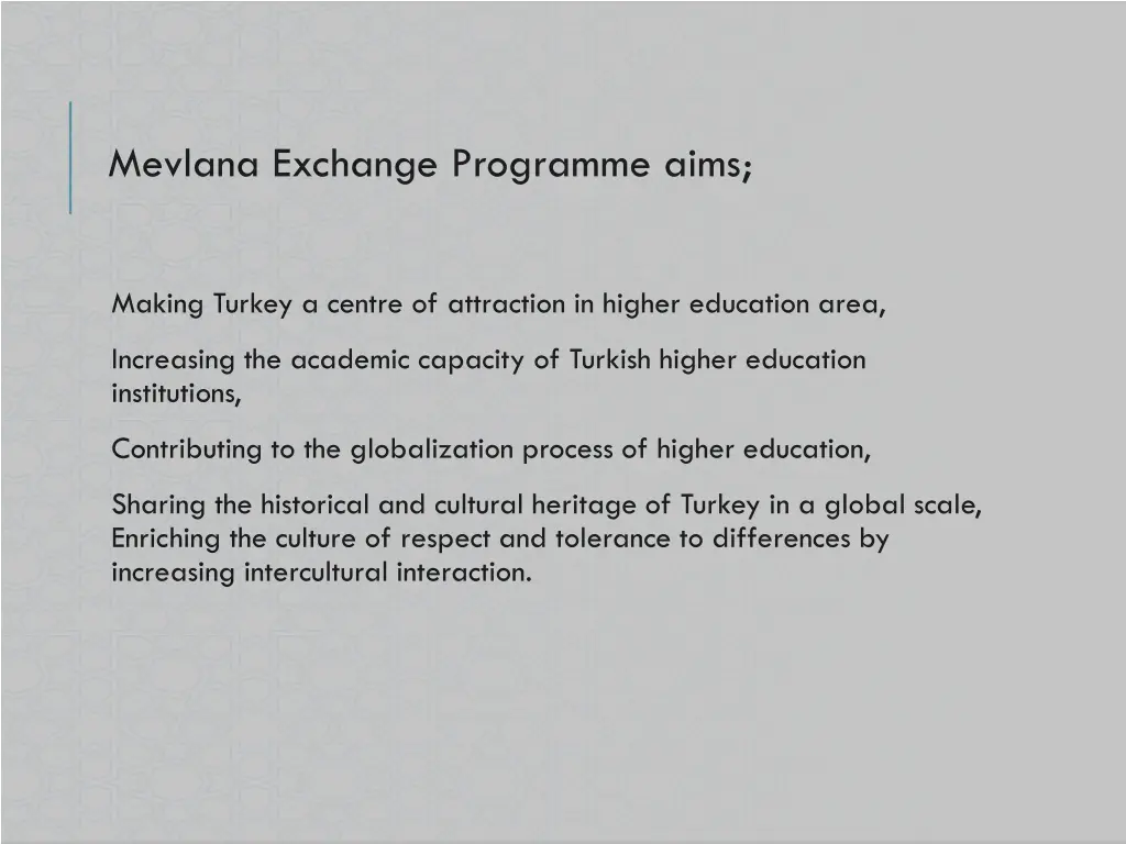 mevlana exchange programme aims