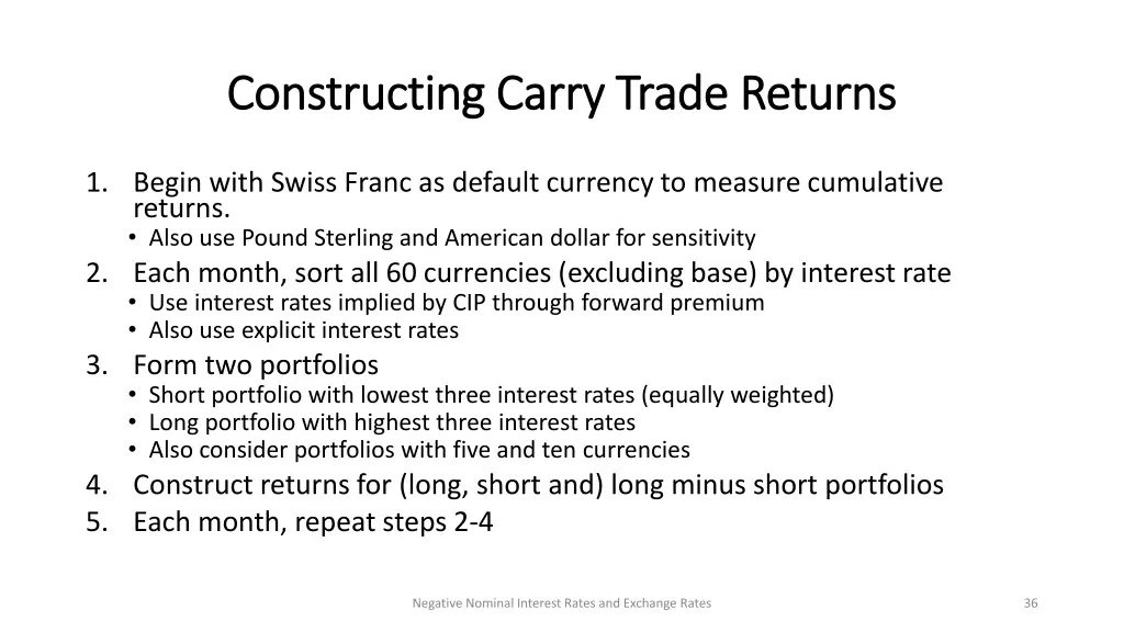 constructing carry trade returns constructing