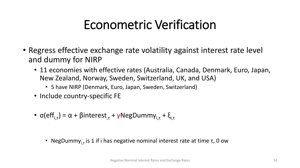 econometric verification econometric verification