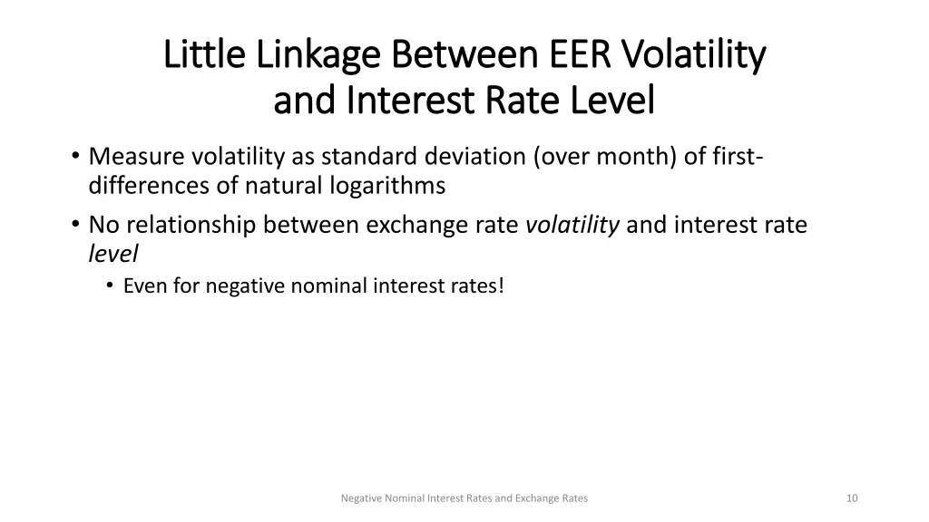 little linkage between eer volatility little