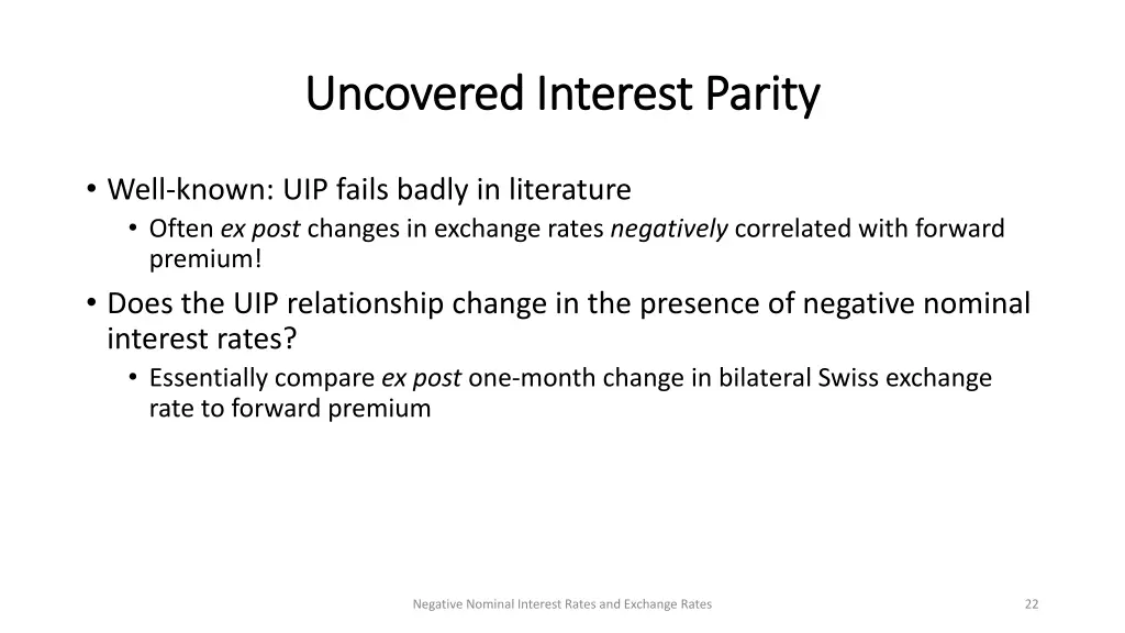 uncovered interest parity uncovered interest