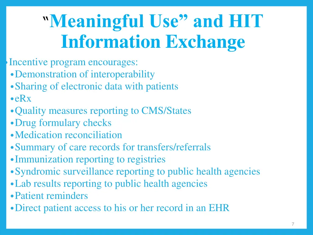 meaningful use and hit information exchange