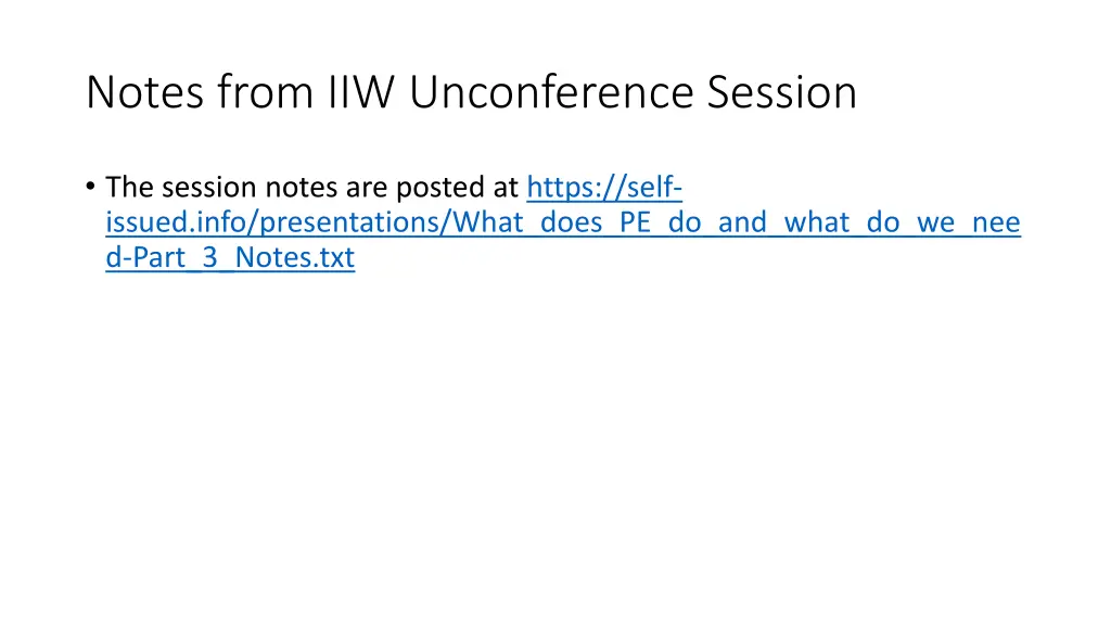 notes from iiw unconference session