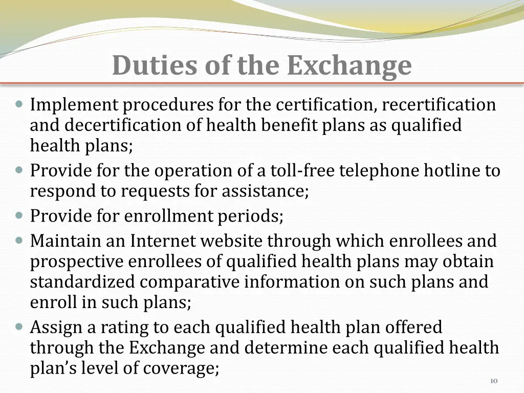 duties of the exchange