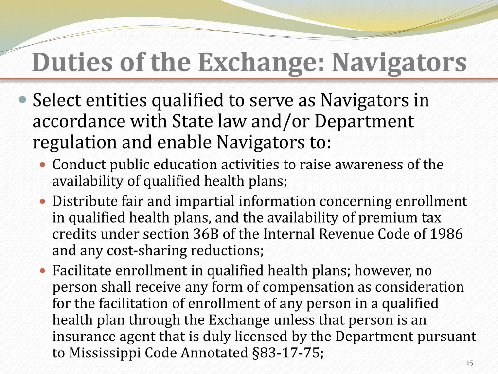 duties of the exchange navigators