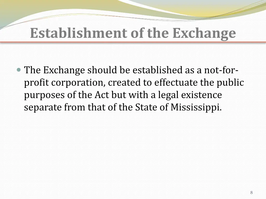 establishment of the exchange