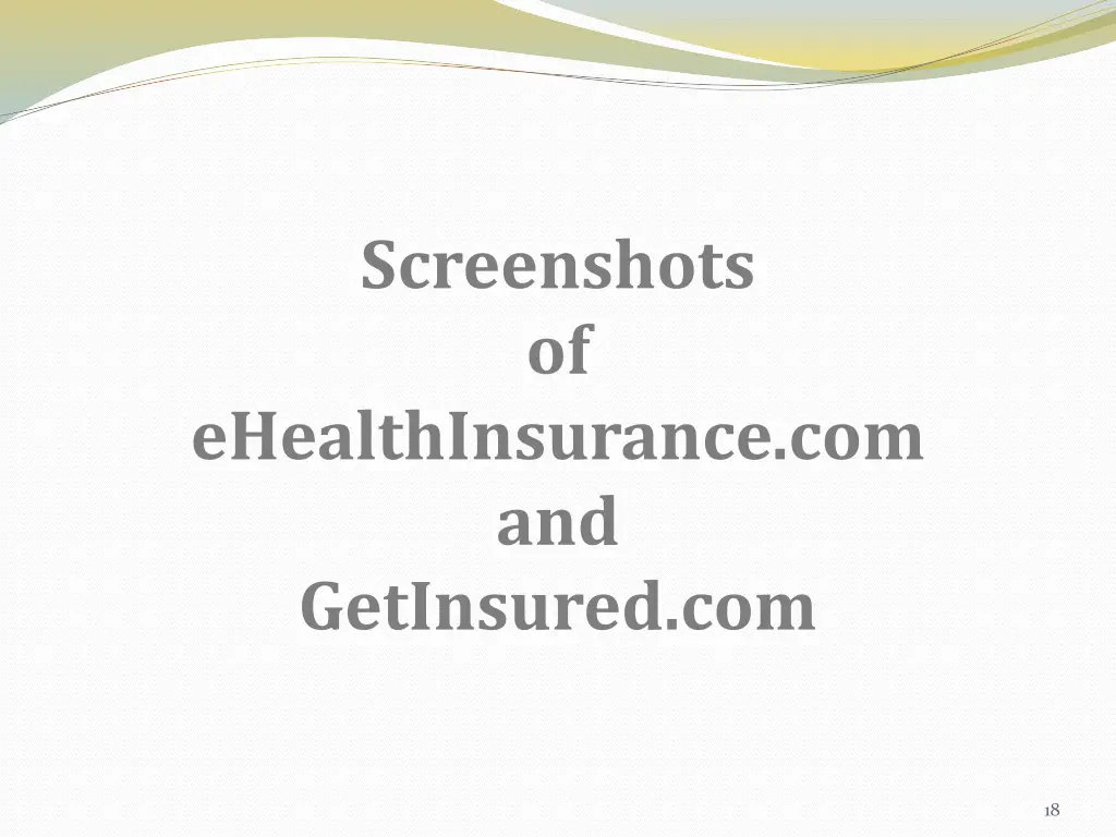 screenshots of ehealthinsurance