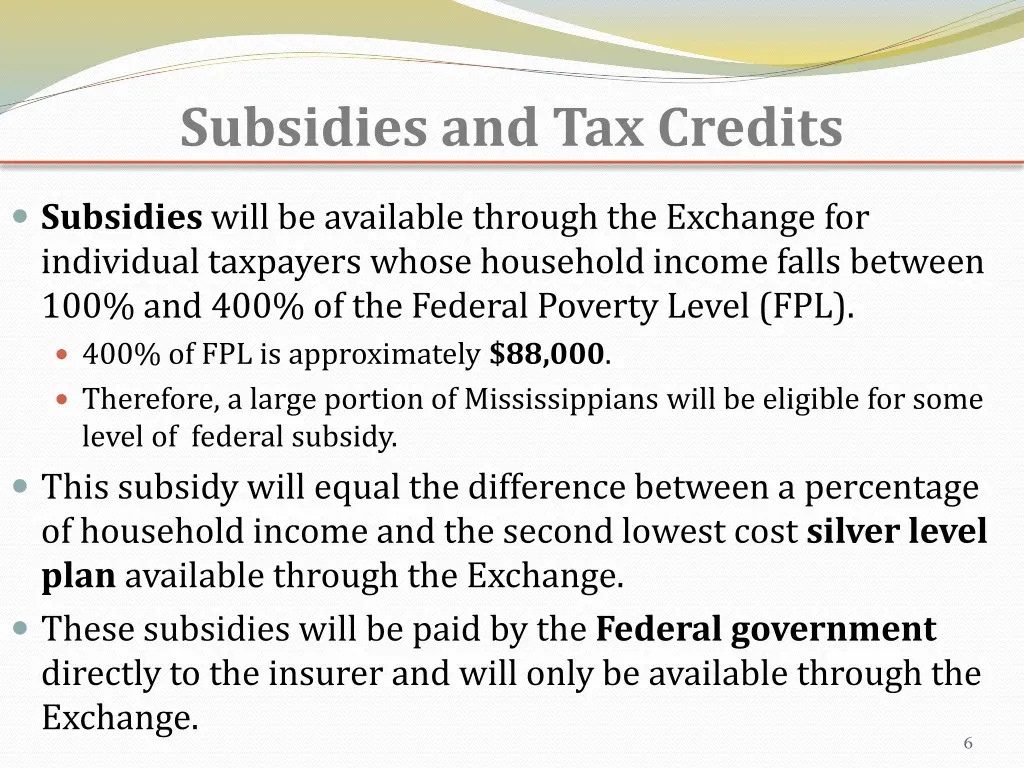 subsidies and tax credits