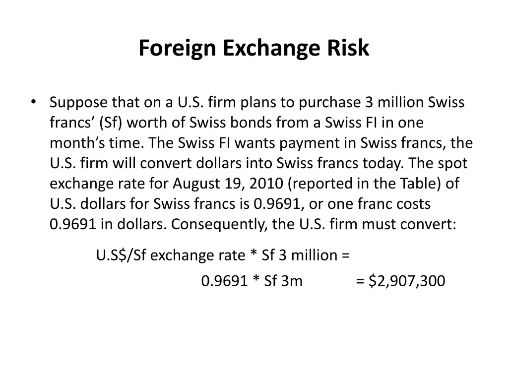 foreign exchange risk