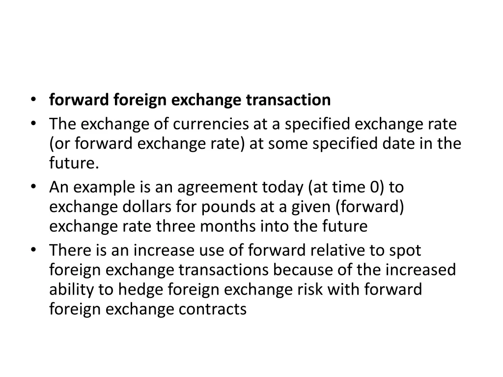 forward foreign exchange transaction the exchange